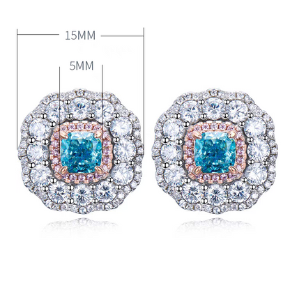 Blooming Aqua Buds: 0.8Carat Cubic Zirconia Earrings, 18k White Gold