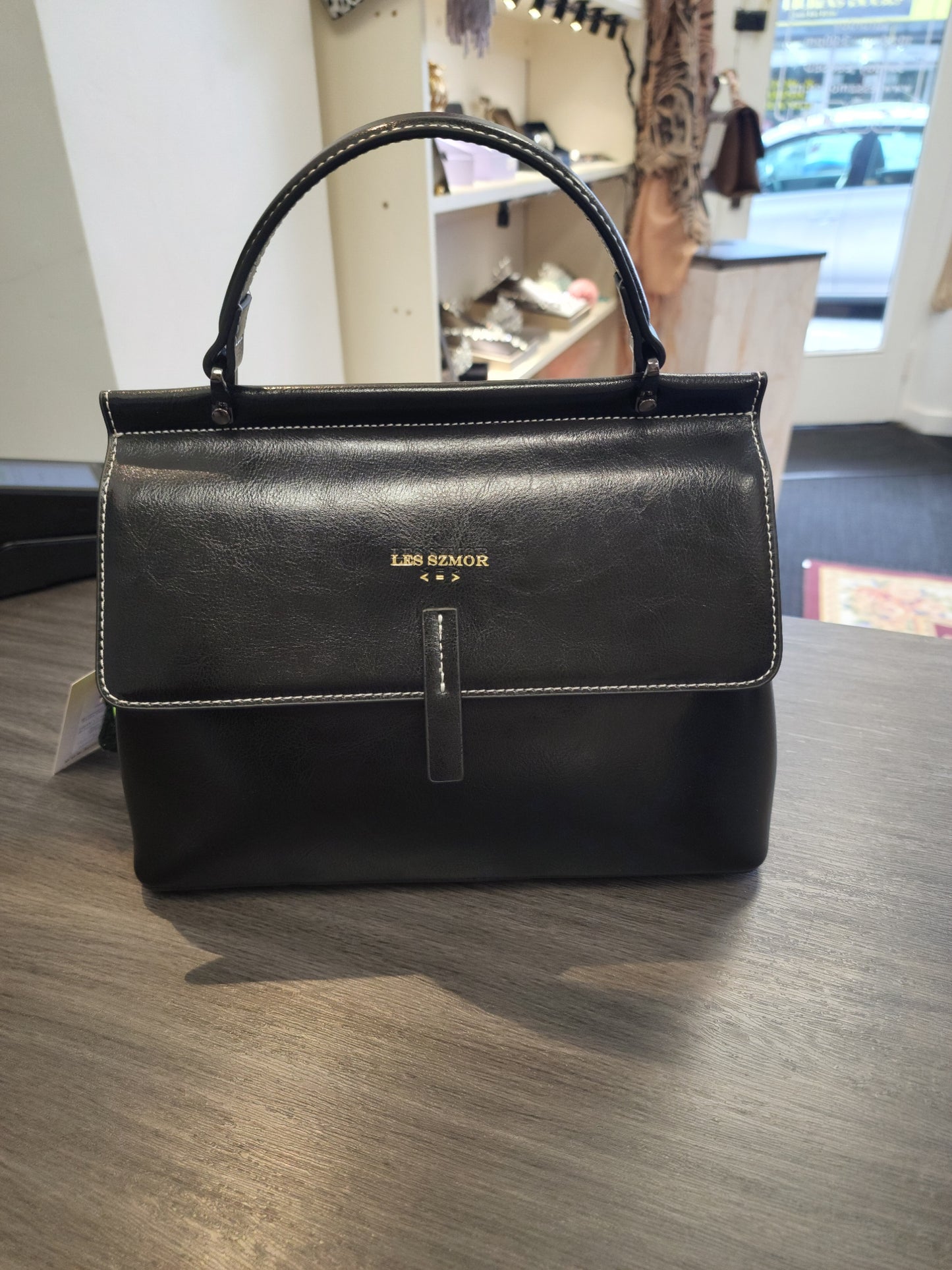 Classic Genuine Leather Black Handbag