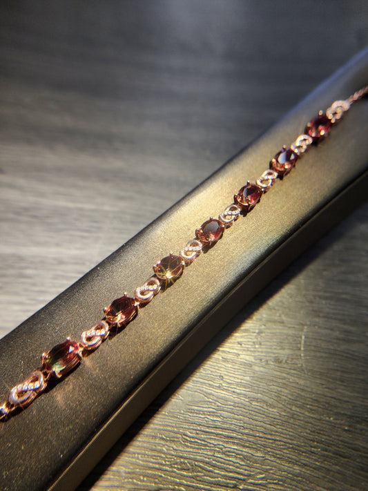 Watermelon Premium Crystal | Oval | Rose-Gold-Toned Plated Bracelet