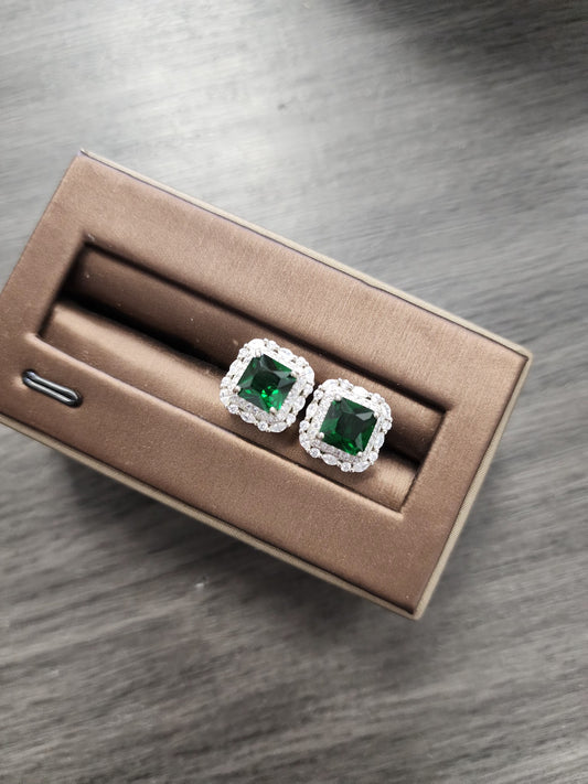 Emerald Green Premium Crystal | Sterling Silver Earrings