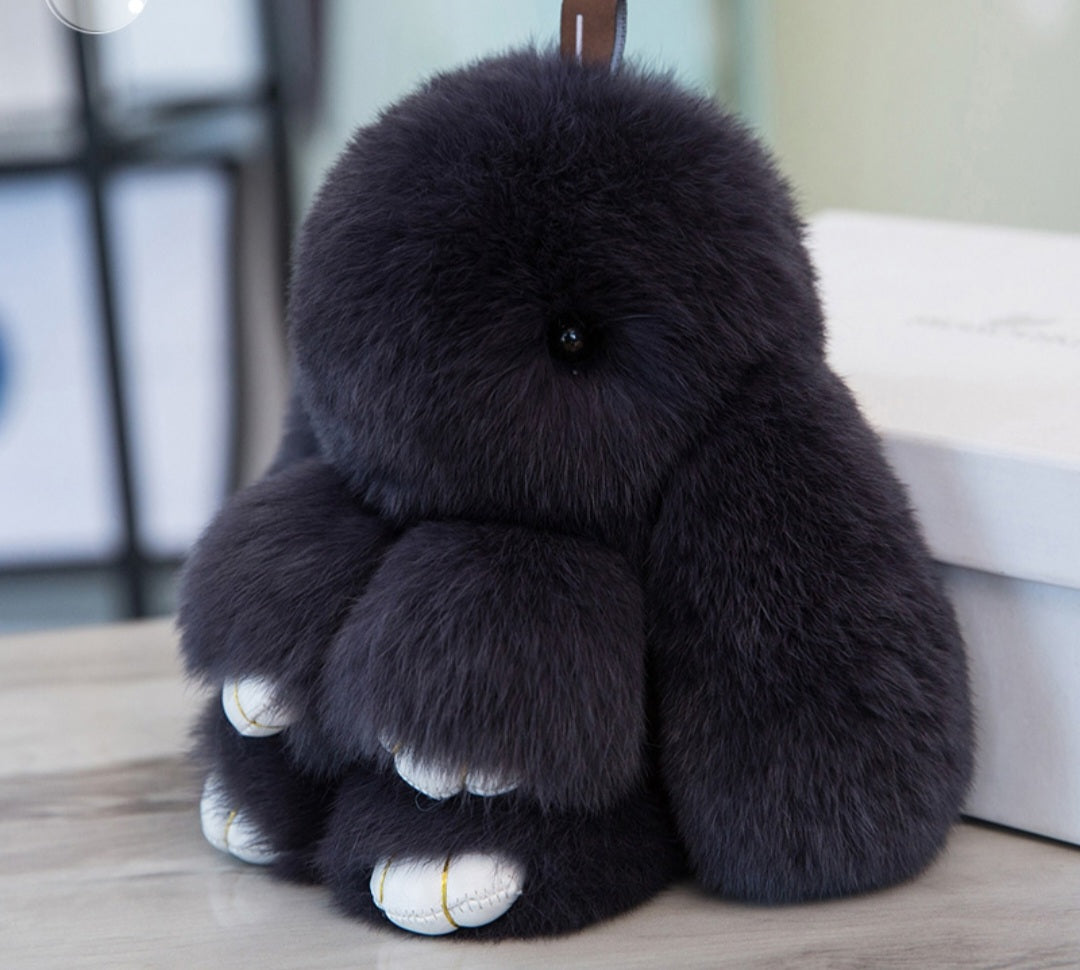 Rabbit Fur Plush Bunny Bag Keychain Accessory