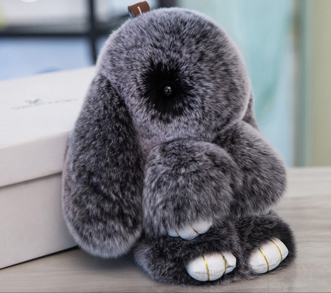 Rabbit Fur Plush Bunny Bag Keychain Accessory