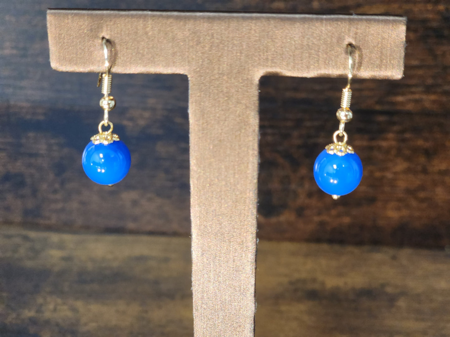 Natural Jade | Rare Blue | Gold-Toned Plated Earrings