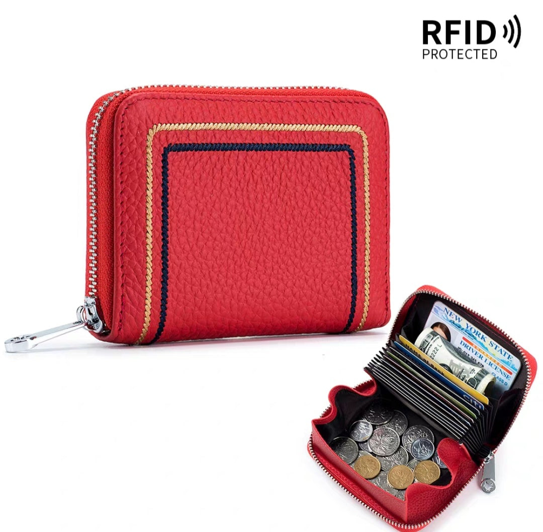 Leather Anti-Thief RFID Card Holder Mini Wallet