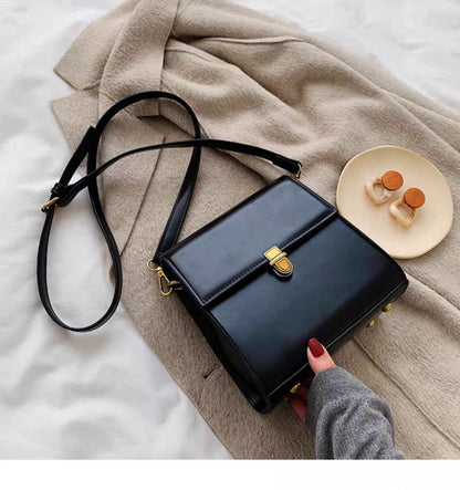 Vegan-Friendly Leather Small Square Crossbody Shoulder Bag