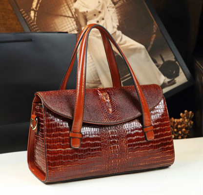 Embossed Alligator Leather Handbag