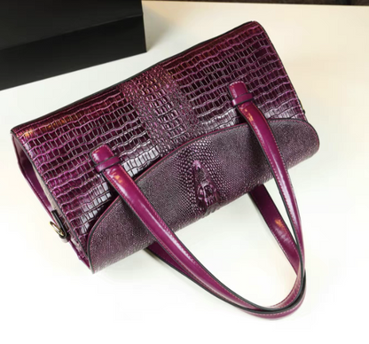 Embossed Alligator Leather Handbag