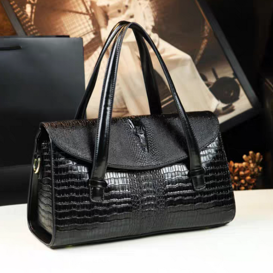 Embossed Alligator Leather Handbag