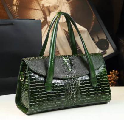 Embossed Alligator Leather Handbag