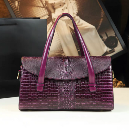 Embossed Alligator Leather Handbag