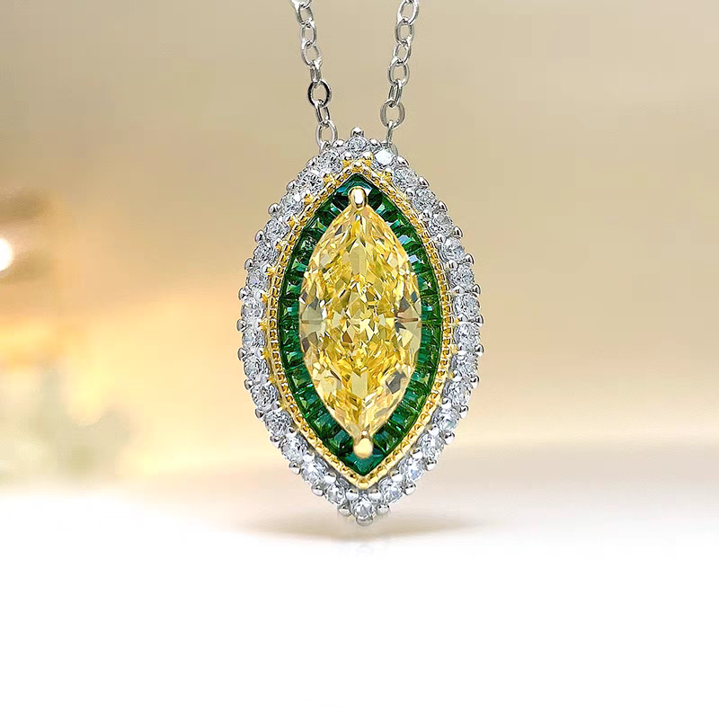 Emerald Marquise Mirage: 4Carat Cubic Zirconia Pendant, 18k White Gold