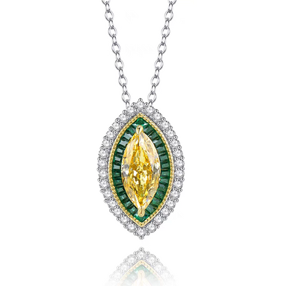 Emerald Marquise Mirage: 4Carat Cubic Zirconia Pendant, 18k White Gold