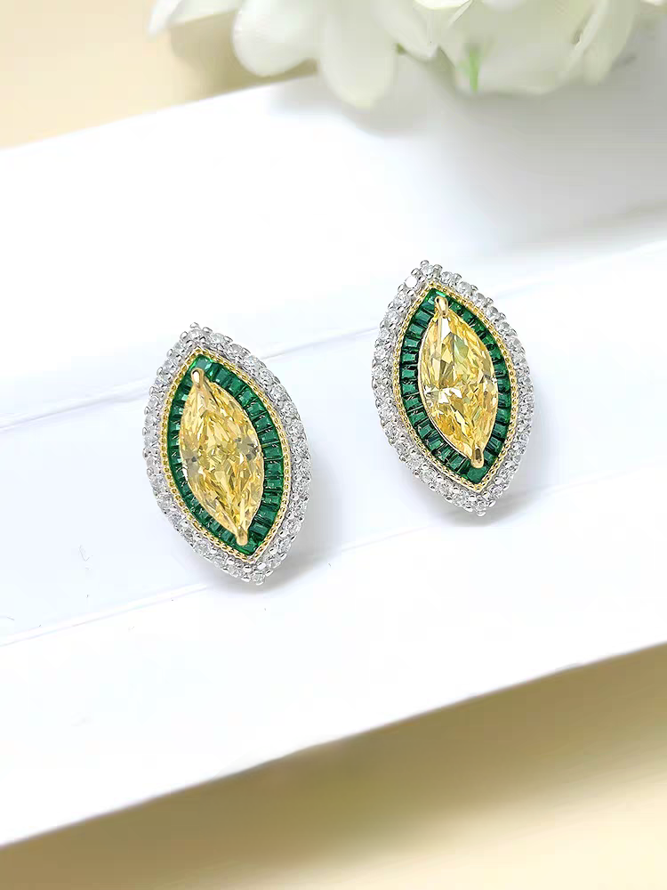 Emerald Marquise Mirage: 4Carat Cubic Zirconia Earrings, 18k White Gold