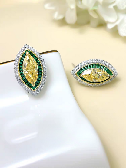 Emerald Marquise Mirage: 4Carat Cubic Zirconia Earrings, 18k White Gold