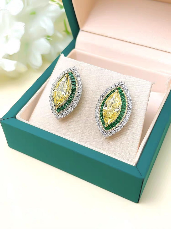 Emerald Marquise Mirage: 4Carat Cubic Zirconia Earrings, 18k White Gold