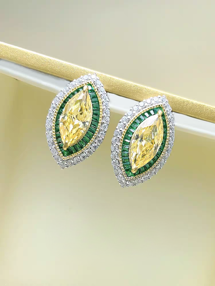 Emerald Marquise Mirage: 4Carat Cubic Zirconia Earrings, 18k White Gold