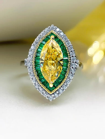 Emerald Marquise Mirage: 3.5 / 13Carat Cubic Zirconia Ring, 18k White Gold