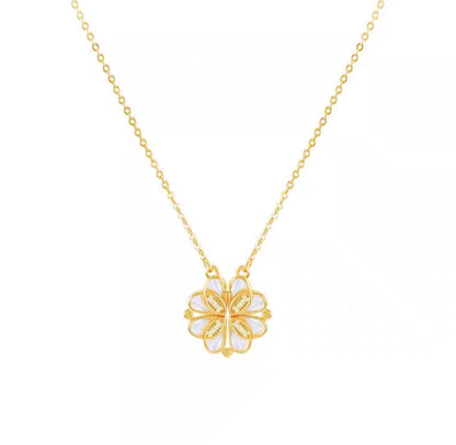 Shell with Premium Crystal | Four Heart (Open) Clover | Rose-Gold Plated Pendant