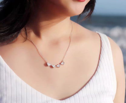 Shell with Premium Crystal | Four Heart (Open) Clover | Rose-Gold Plated Pendant