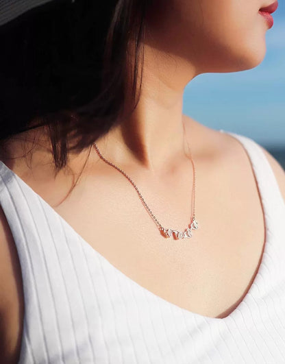 Shell with Premium Crystal | Four Heart (Open) Clover | Rose-Gold Plated Pendant