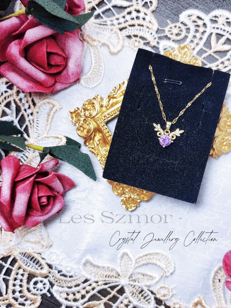 Amethyst Purple Premium Crystal | Deer | Gold-Toned Plated Pendant