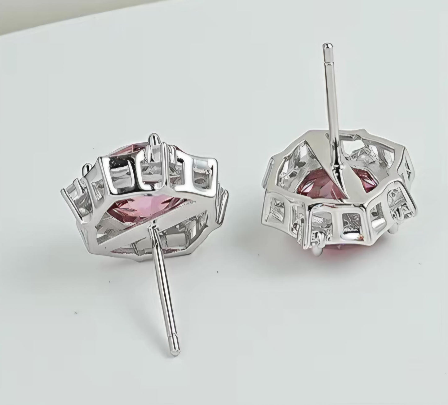 Millennial Rose Lustre: 2Carat Cubic Zirconia Earrings, 18k White Gold