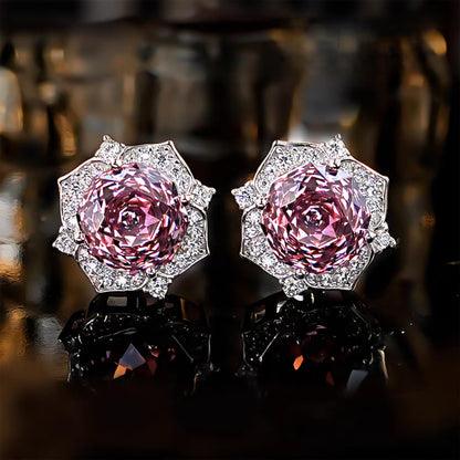 Millennial Rose Lustre: 2Carat Cubic Zirconia Earrings, 18k White Gold