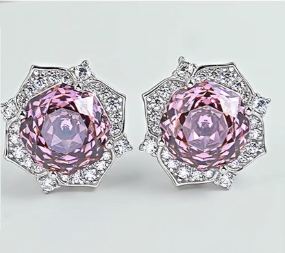 Millennial Rose Lustre: 2Carat Cubic Zirconia Earrings, 18k White Gold