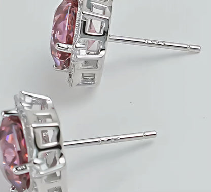 Millennial Rose Lustre: 2Carat Cubic Zirconia Earrings, 18k White Gold