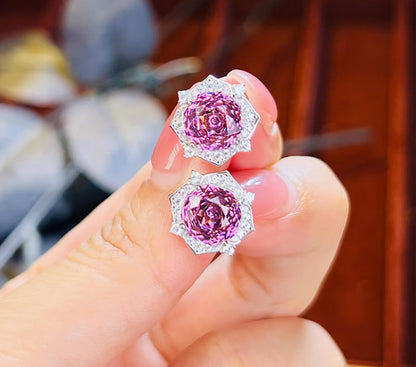 Millennial Rose Lustre: 2Carat Cubic Zirconia Earrings, 18k White Gold