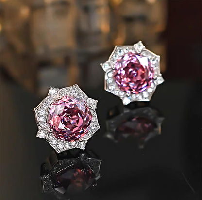 Millennial Rose Lustre: 2Carat Cubic Zirconia Earrings, 18k White Gold