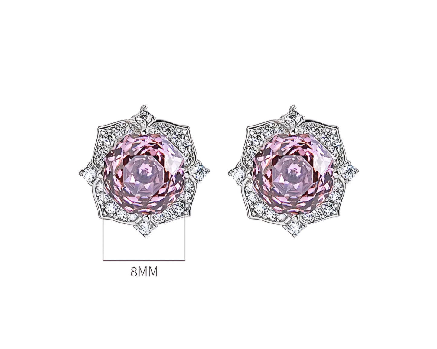 Millennial Rose Lustre: 2Carat Cubic Zirconia Earrings, 18k White Gold