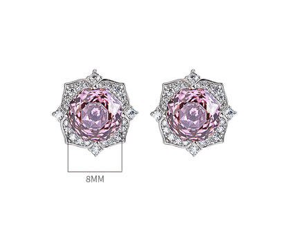 Millennial Rose Lustre: 2Carat Cubic Zirconia Earrings, 18k White Gold