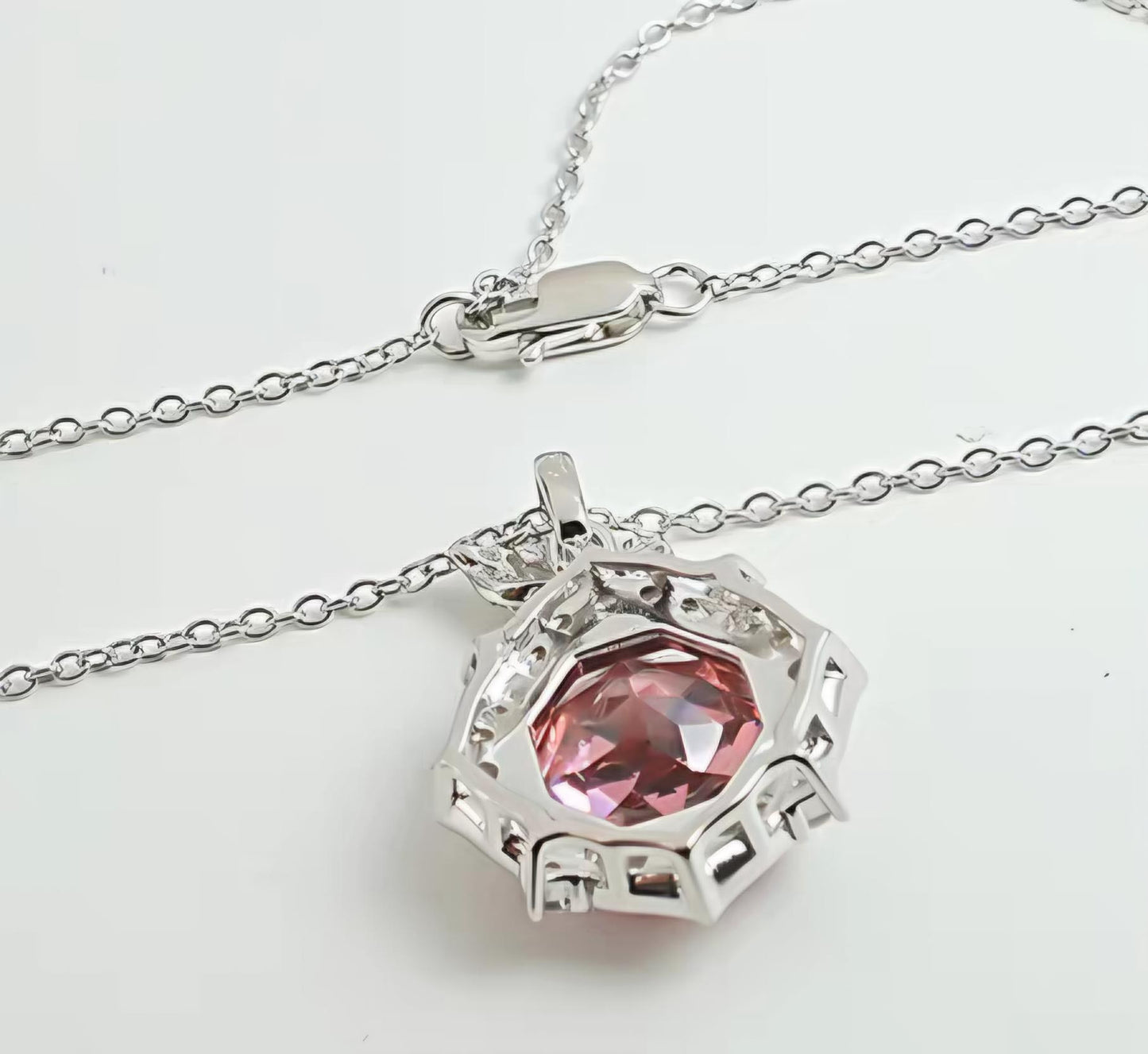 Millennial Rose Lustre: 4Carat Cubic Zirconia Pendant, 18k White Gold