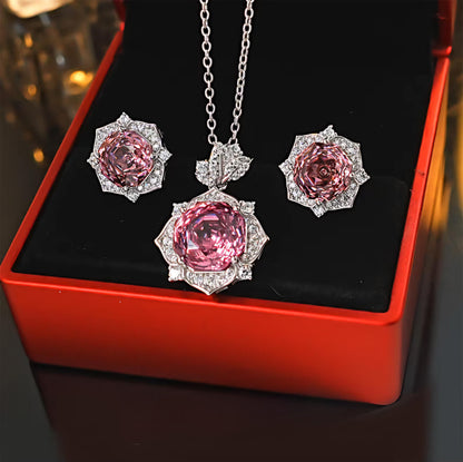 Millennial Rose Lustre: 4Carat Cubic Zirconia Pendant, 18k White Gold