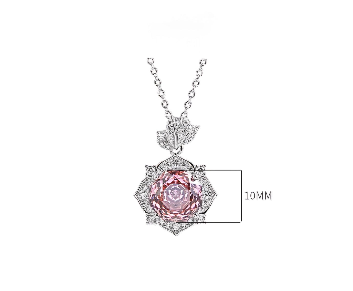 Millennial Rose Lustre: 4Carat Cubic Zirconia Pendant, 18k White Gold