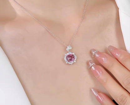 Millennial Rose Lustre: 4Carat Cubic Zirconia Pendant, 18k White Gold