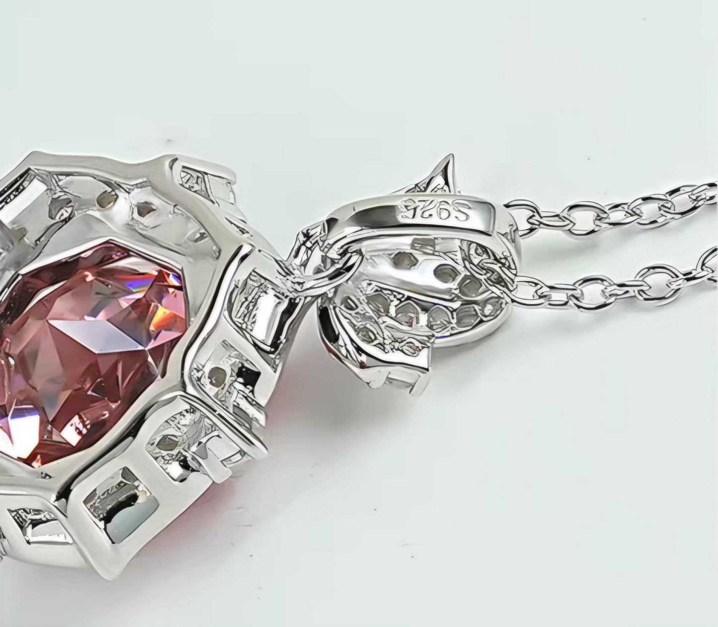 Millennial Rose Lustre: 4Carat Cubic Zirconia Pendant, 18k White Gold