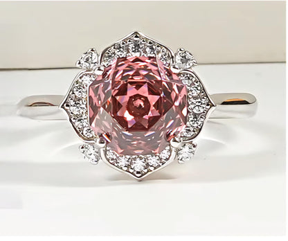 Millennial Rose Lustre: 2Carat Cubic Zirconia Ring, 18k White Gold