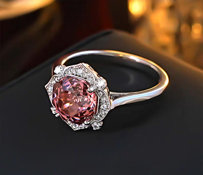 Millennial Rose Lustre: 2Carat Cubic Zirconia Ring, 18k White Gold