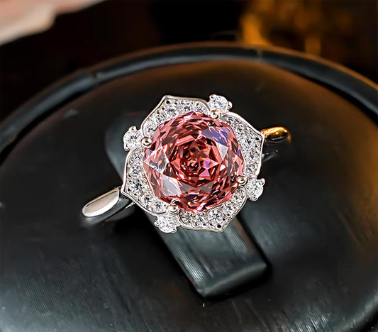 Millennial Rose Lustre: 2Carat Cubic Zirconia Ring, 18k White Gold