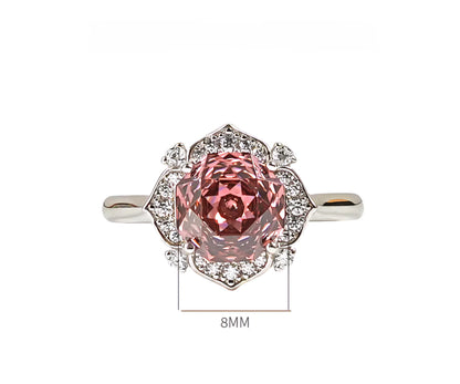 Millennial Rose Lustre: 2Carat Cubic Zirconia Ring, 18k White Gold