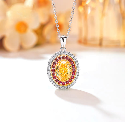 Golden Glacier Ember: 3Carat Cubic Zirconia Pendant, 18k White Gold