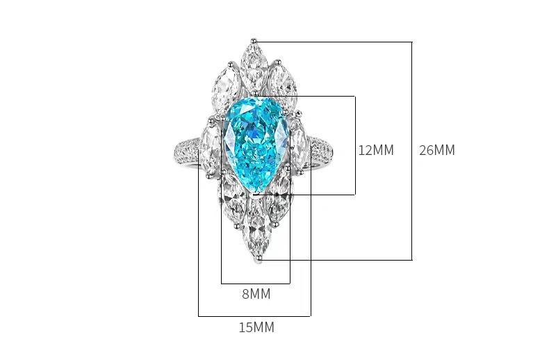 Ocean Tear Radiance: 4Carat Cubic Zirconia Ring, 18k White Gold