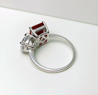 Ruby Cascade Grace: 4Carat Cubic Zirconia Ring, 18k White Gold