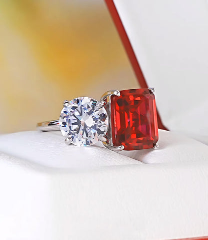 Ruby Cascade Grace: 4Carat Cubic Zirconia Ring, 18k White Gold