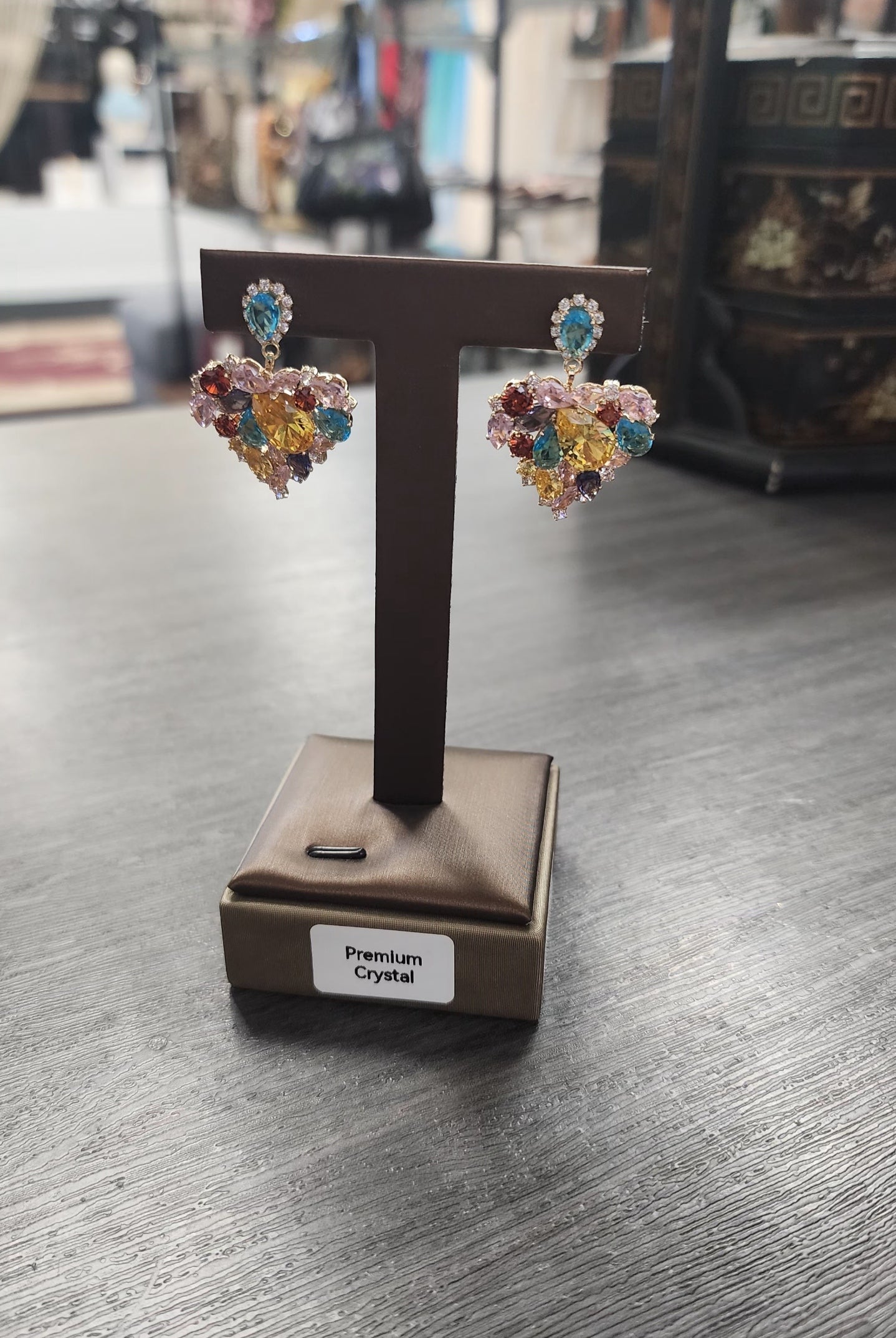 Premium Crystal Earrings | Multi-Coloured Heart