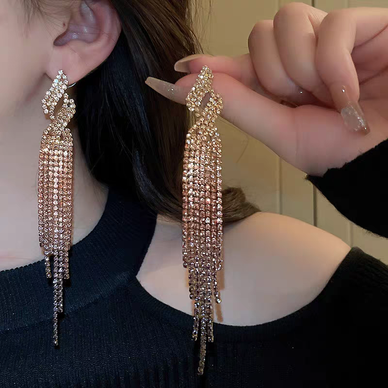 Statement Jewellery Ombre Champagne Tassel Earrings #003