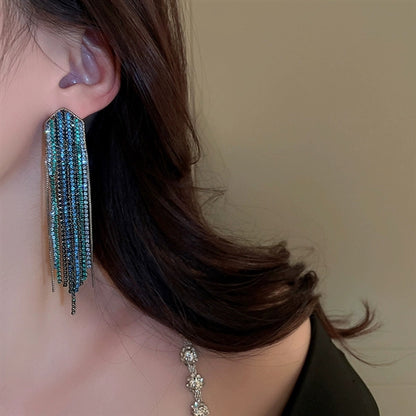 Statement Jewellery Ombre Azure Tassel Earrings #005