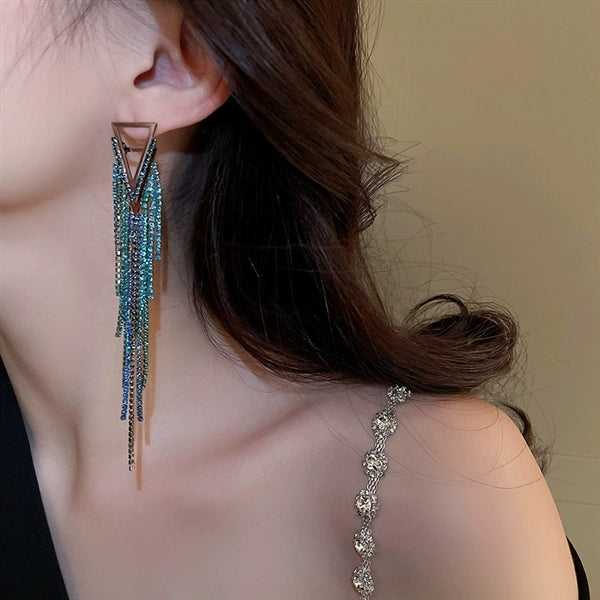 Statement Jewellery Ombre Azure Tassel Earrings #005